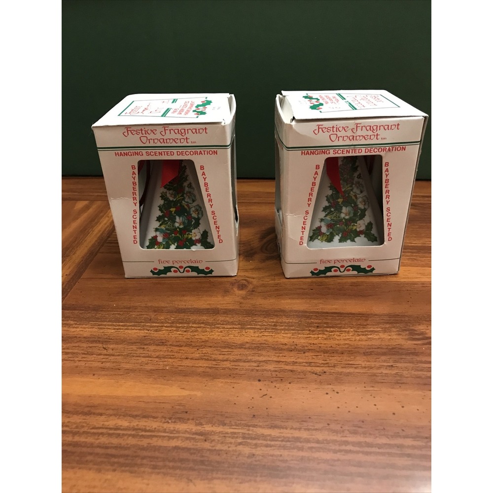 Festive Fragrant‎ Bayberry vintage ornament set 2 Holly Tree